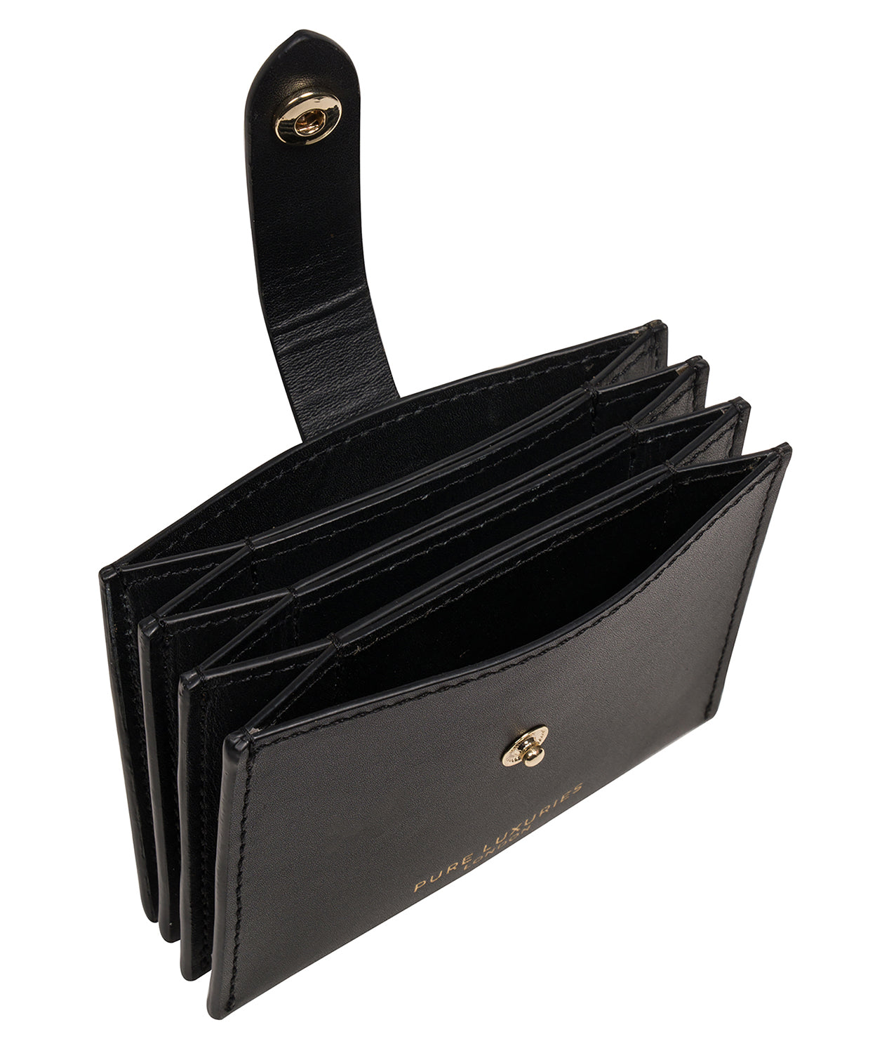 'Allie' Black Leather Accordion Card Holder