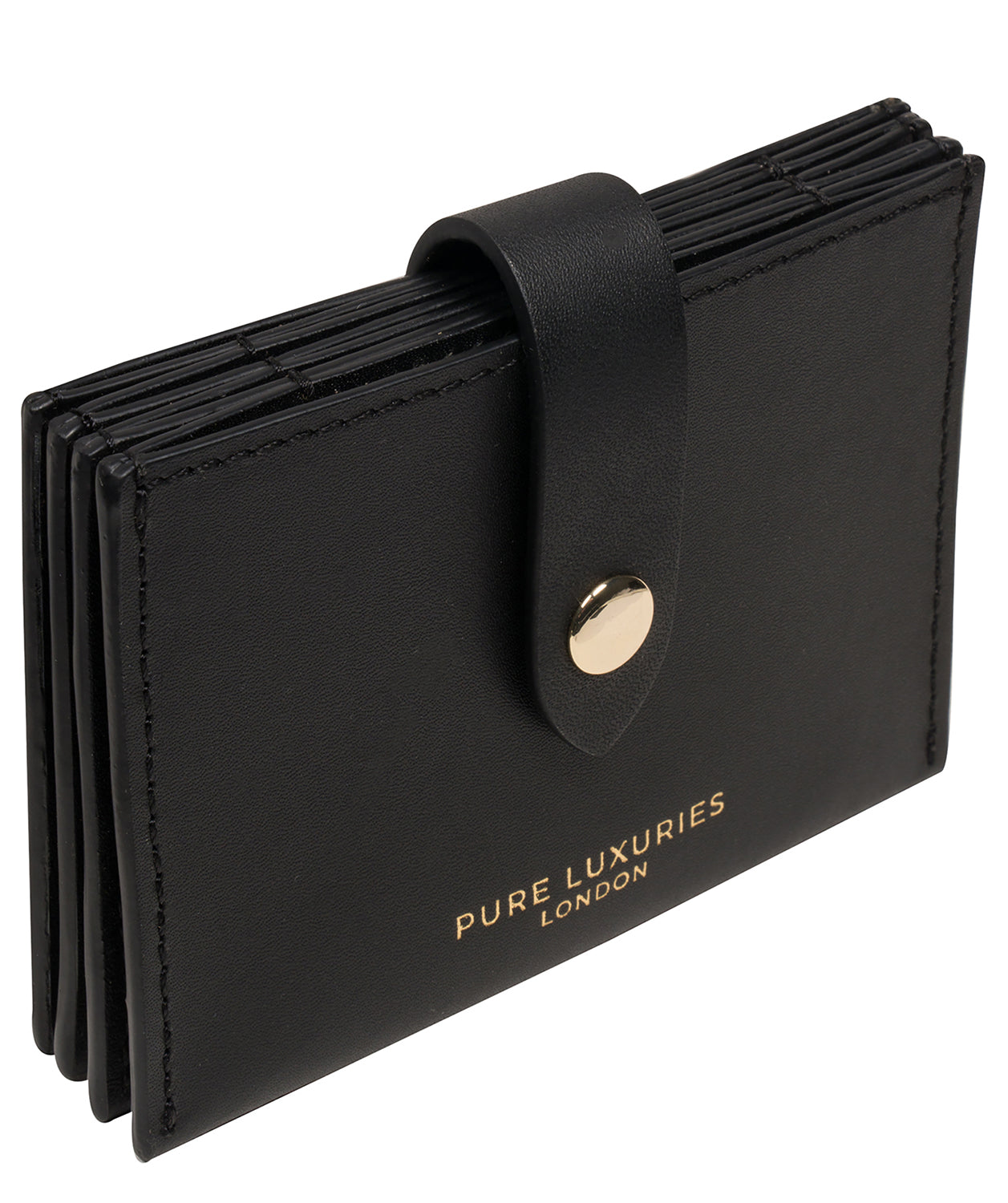 'Allie' Black Leather Accordion Card Holder