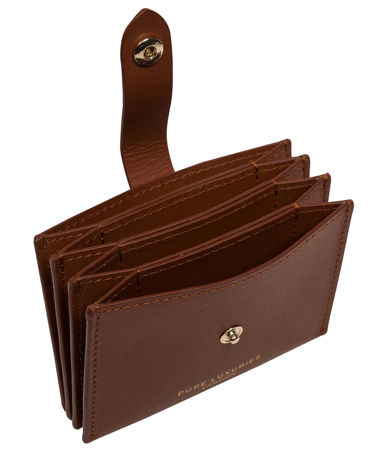 'Allie' Caramel Leather Accordion Card Holder