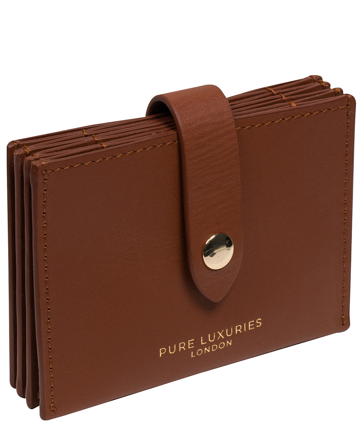 'Allie' Caramel Leather Accordion Card Holder