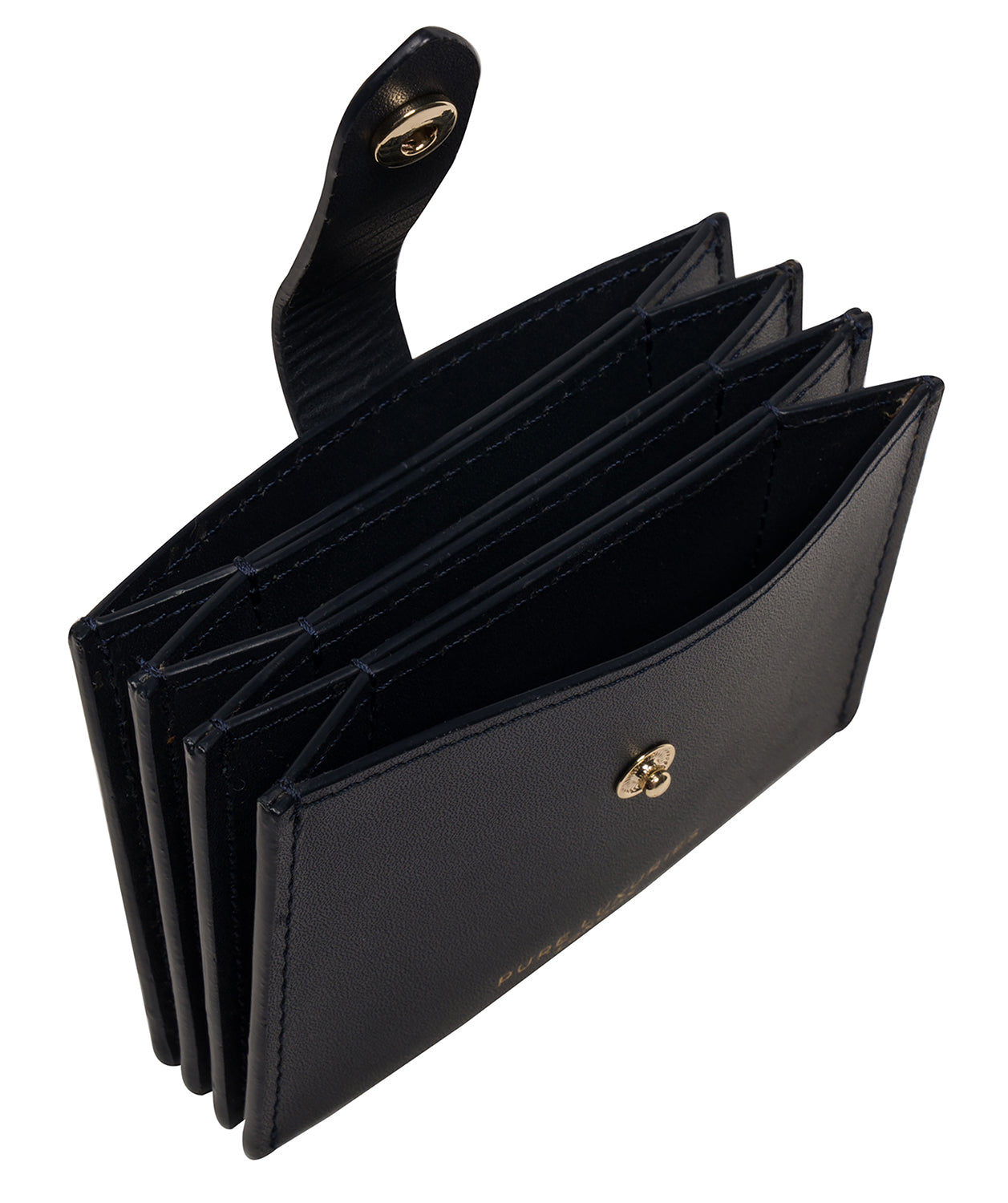 'Allie' Dark Navy Leather Accordion Card Holder