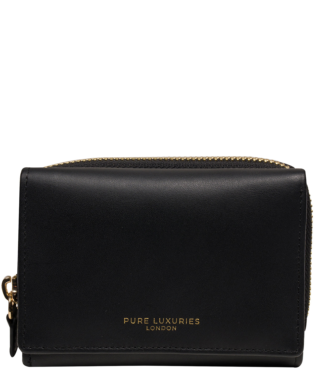 'Libby' Black Leather Tri-Fold Purse