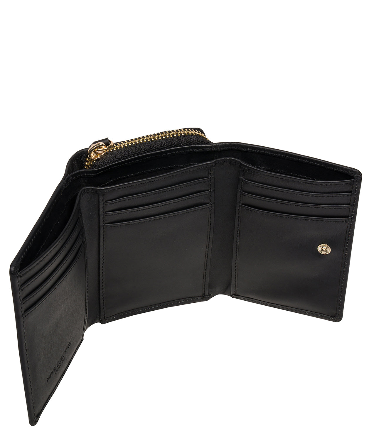 'Libby' Black Leather Tri-Fold Purse