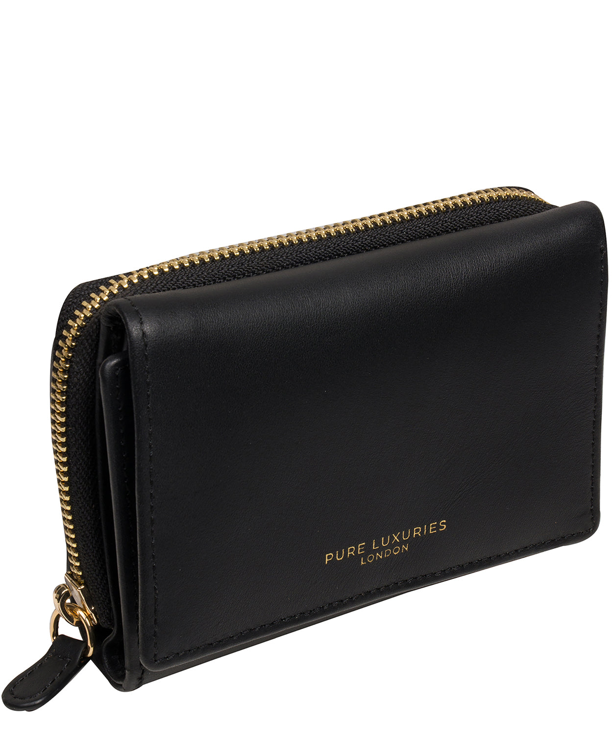 'Libby' Black Leather Tri-Fold Purse