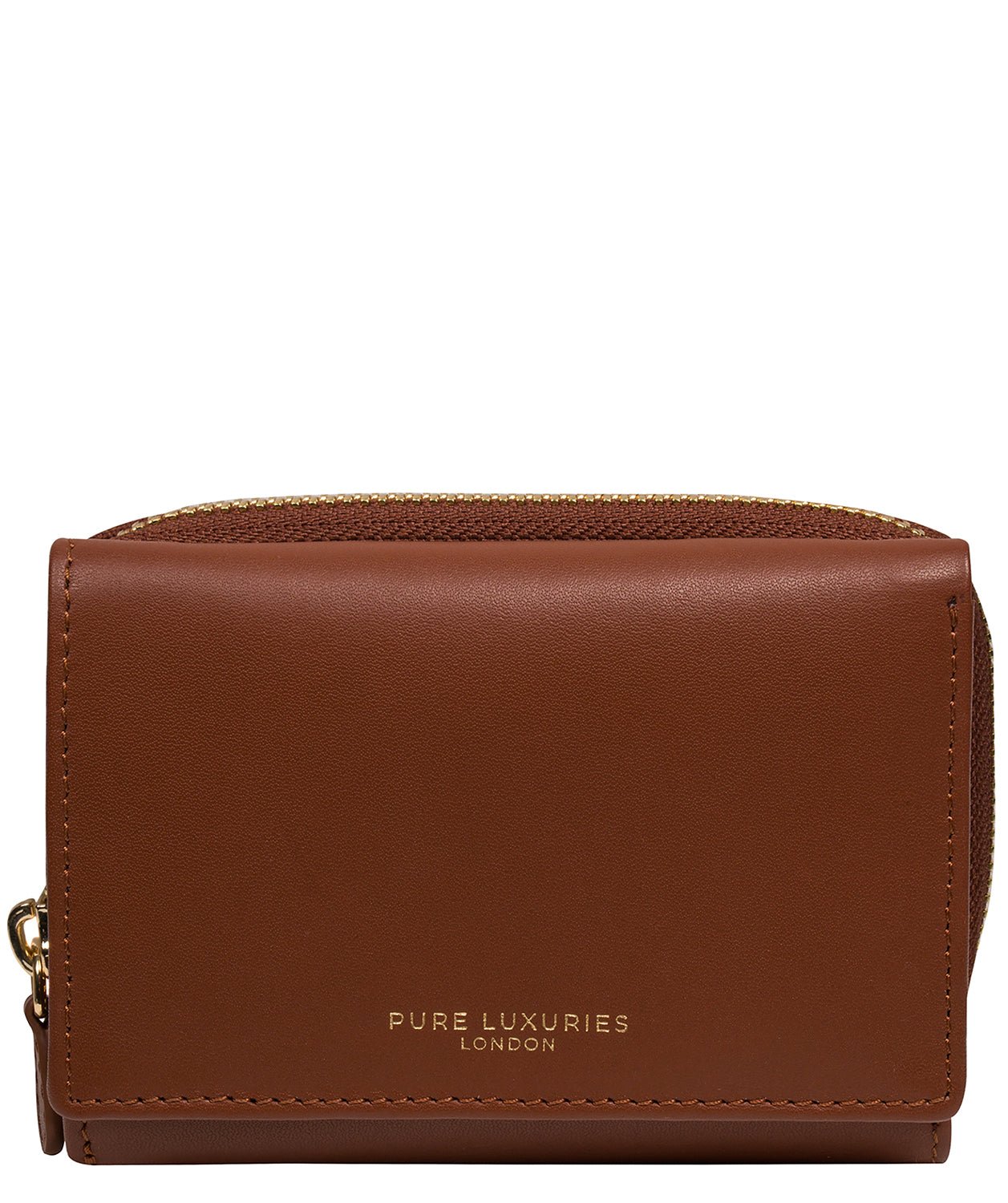 'Libby' Caramel Leather Tri-Fold Purse