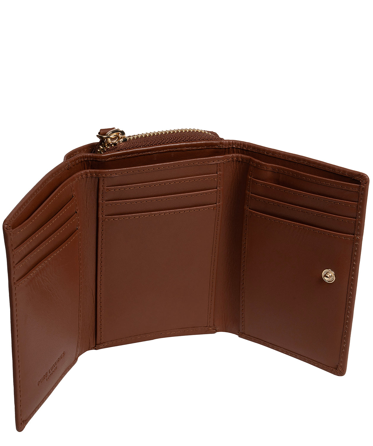 'Libby' Caramel Leather Tri-Fold Purse