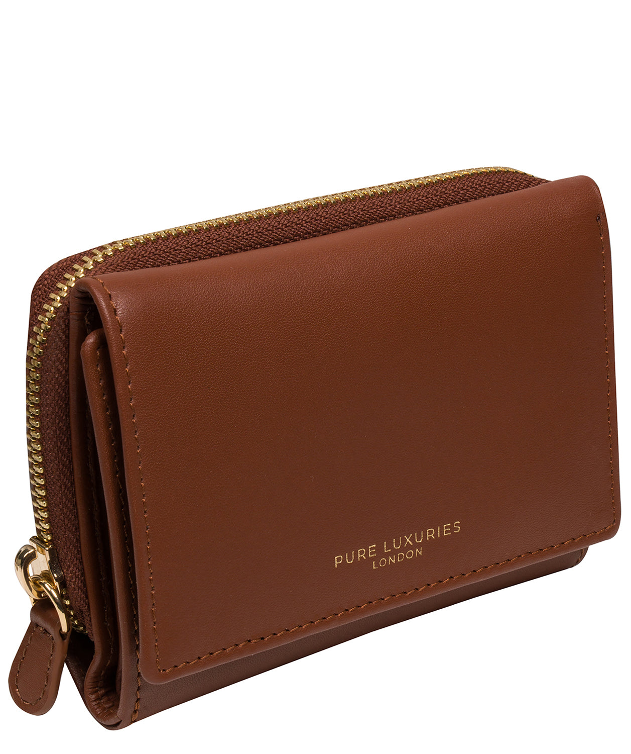 'Libby' Caramel Leather Tri-Fold Purse