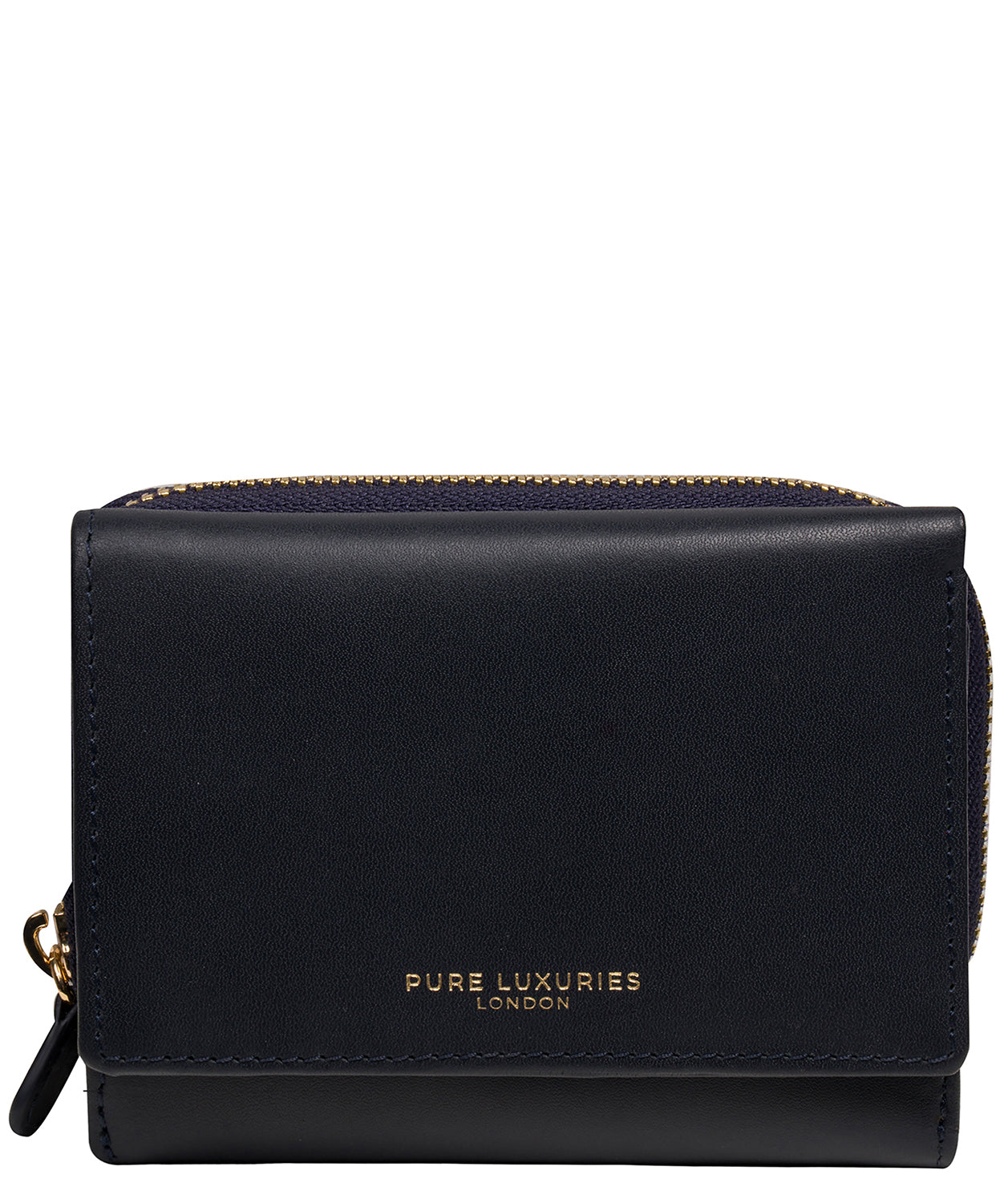 'Libby' Dark Navy Leather Tri-Fold Purse