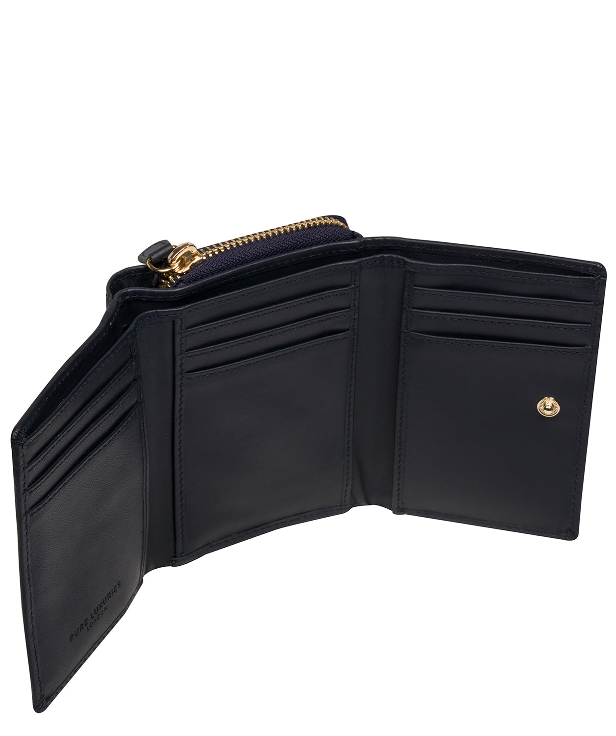 'Libby' Dark Navy Leather Tri-Fold Purse