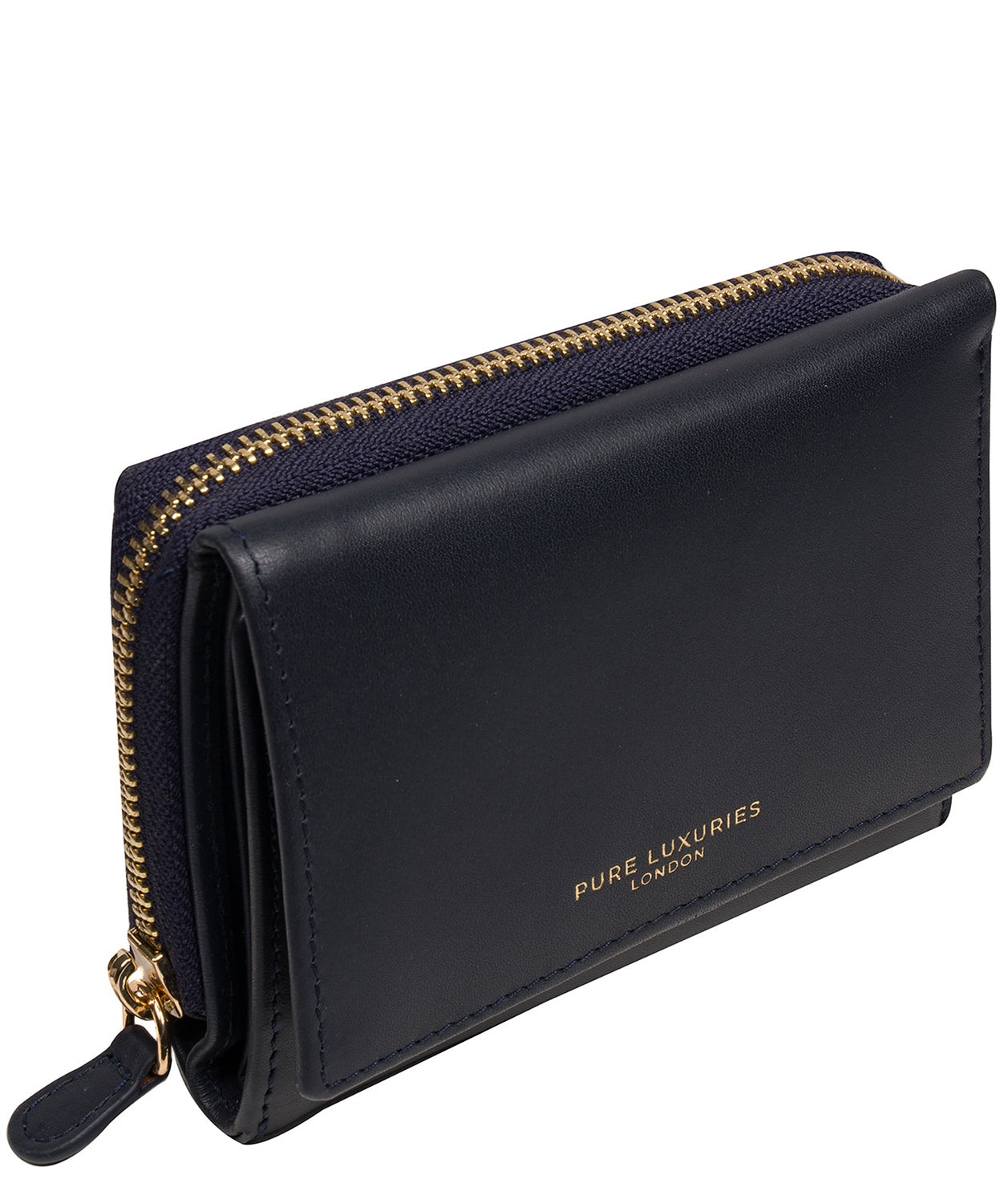 'Libby' Dark Navy Leather Tri-Fold Purse