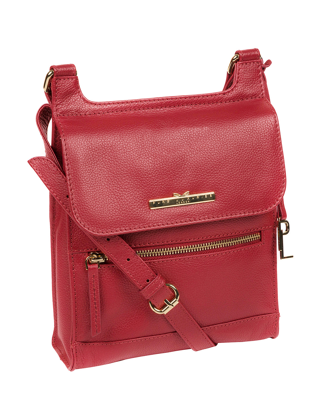 'Kempston' Deep Red Leather Cross Body Bag