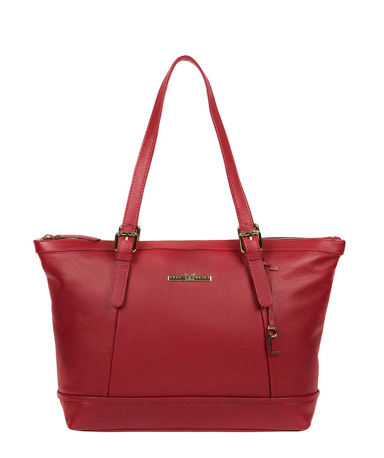 'Thame' Deep Red Leather Tote Bag