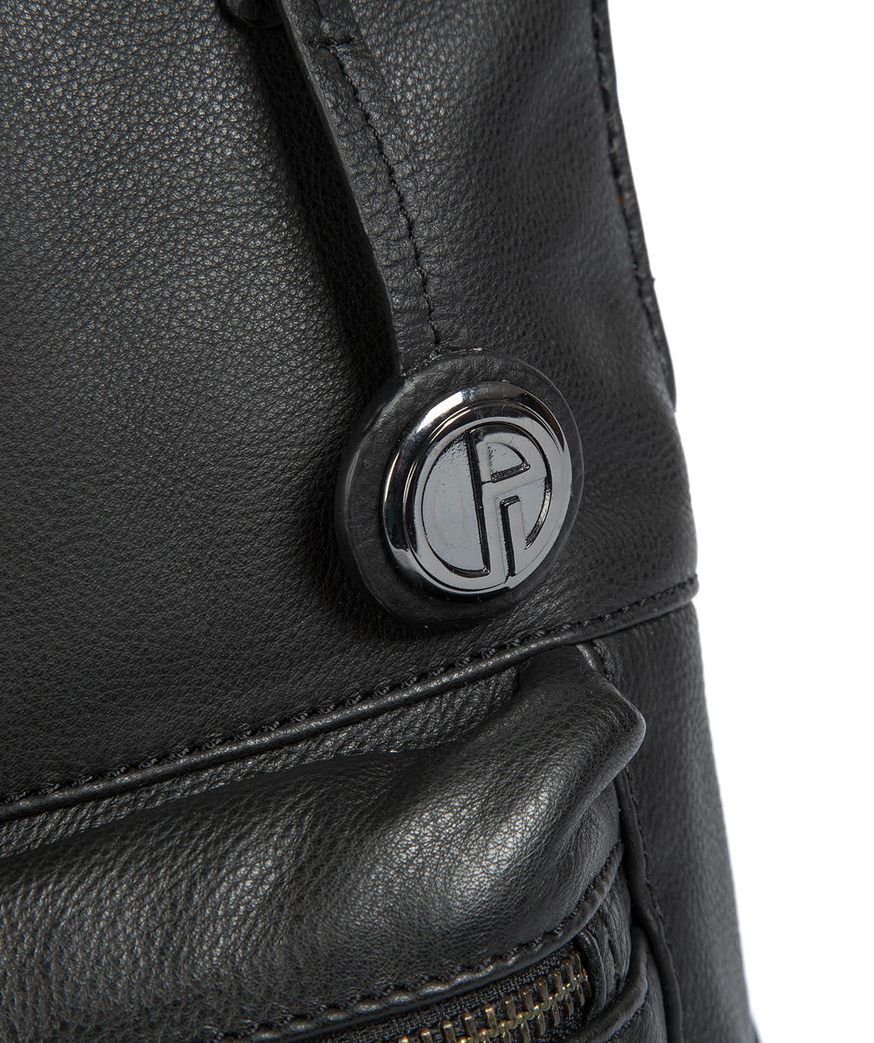 'Ingleby' Black Leather & Platinum-Coloured Detail Backpack