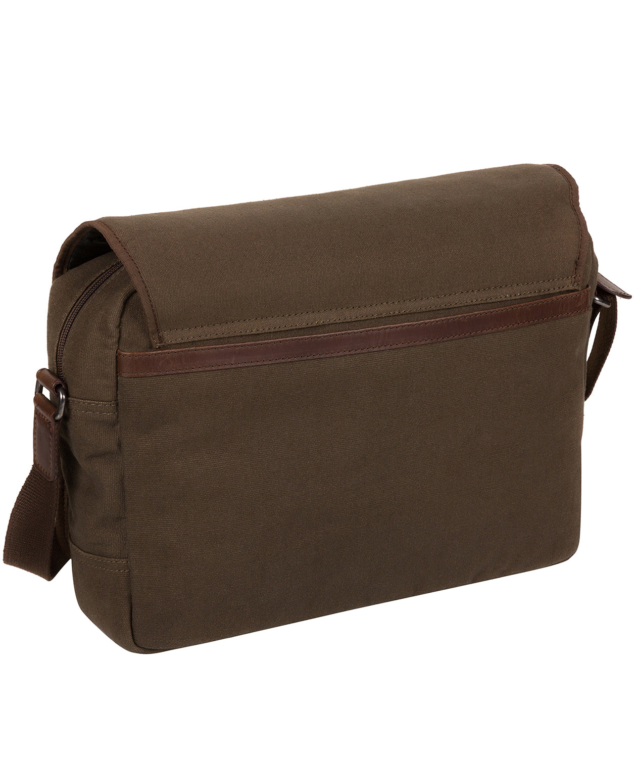 'Balham' Khaki Canvas & Leather Messenger Bag