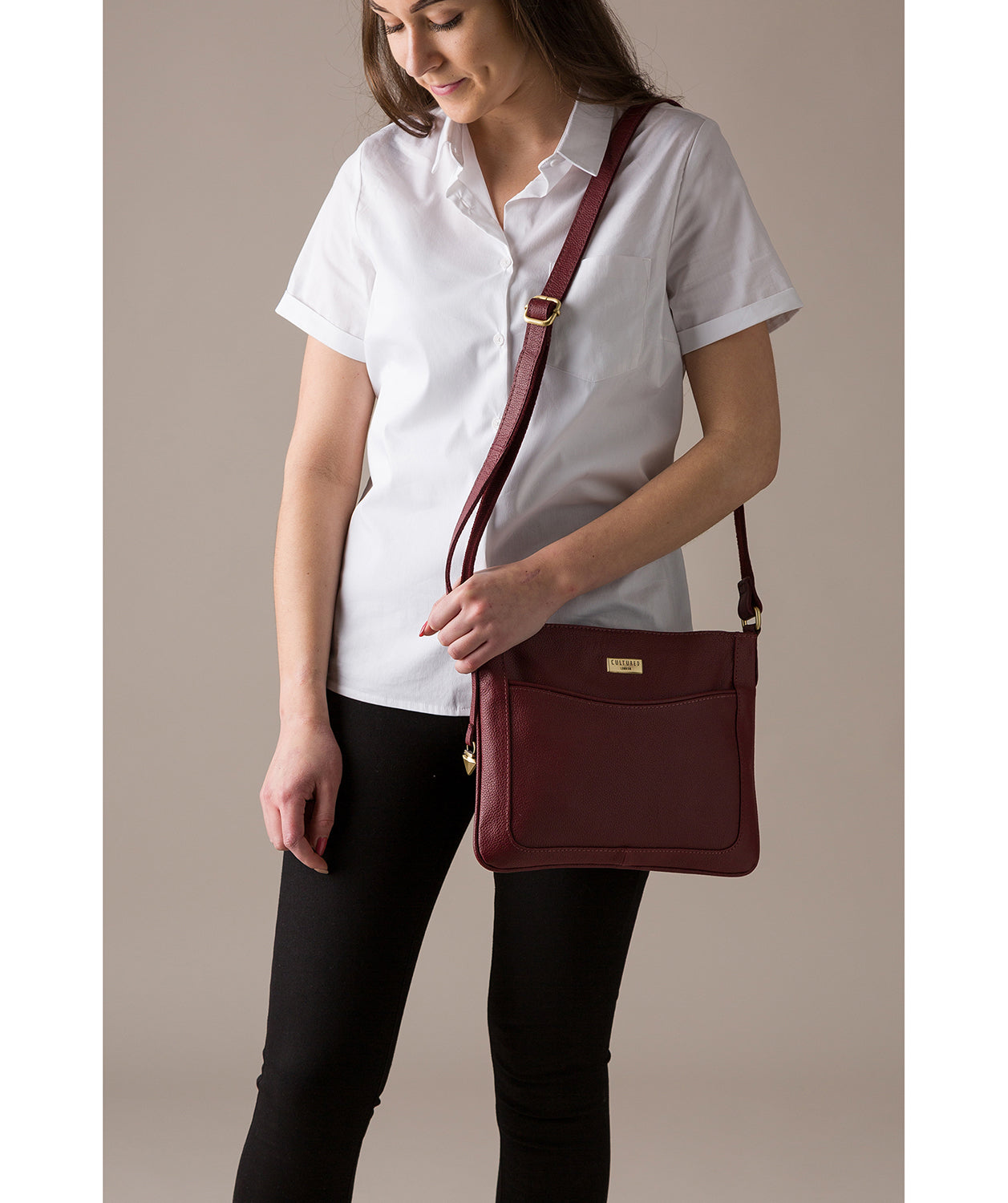 'Margo' Ruby Red Leather Cross-Body Bag