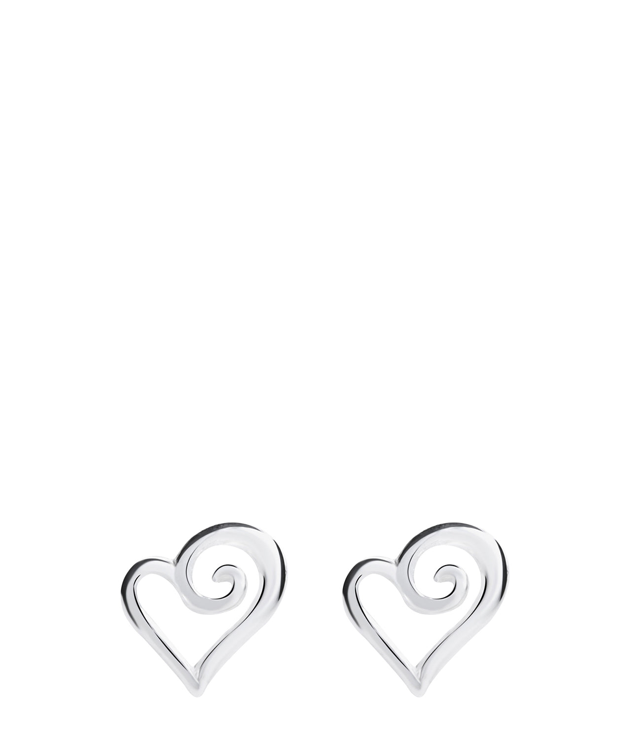 Gift Packaged 'Anastasie' Sterling Silver Swirled Heart Stud Earrings