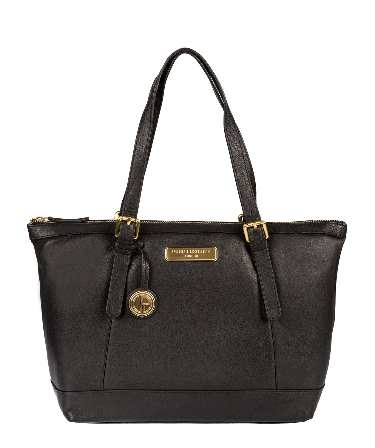 'Blossom' Black Leather Tote Bag