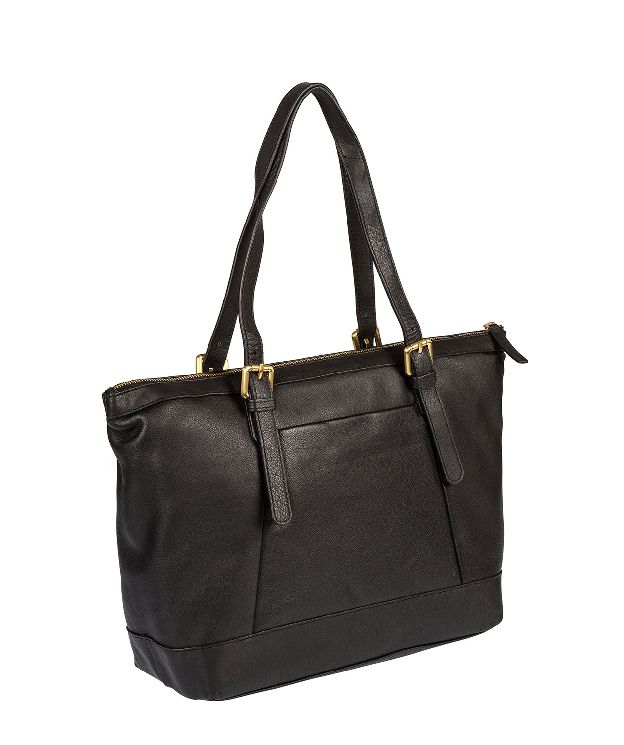 'Blossom' Black Leather Tote Bag