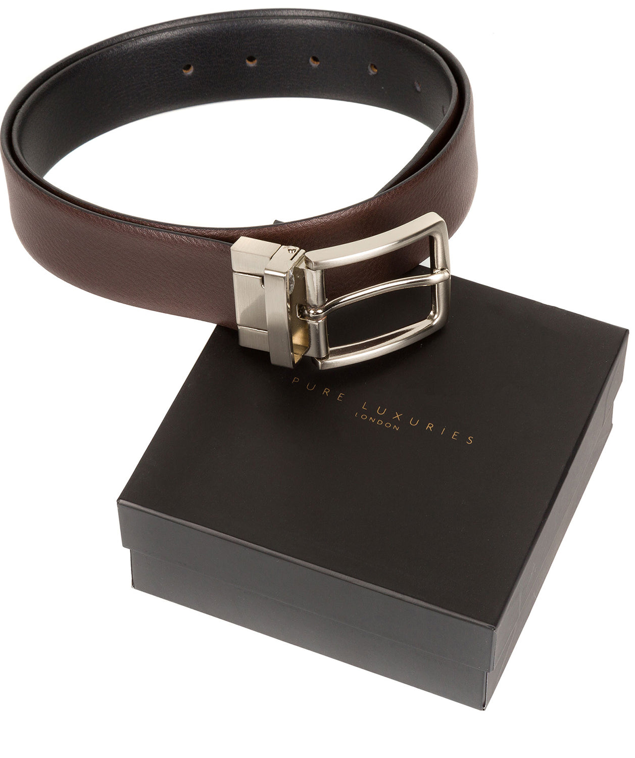 Black and Brown Reversible Pure Luxuries Leather Men's Belt