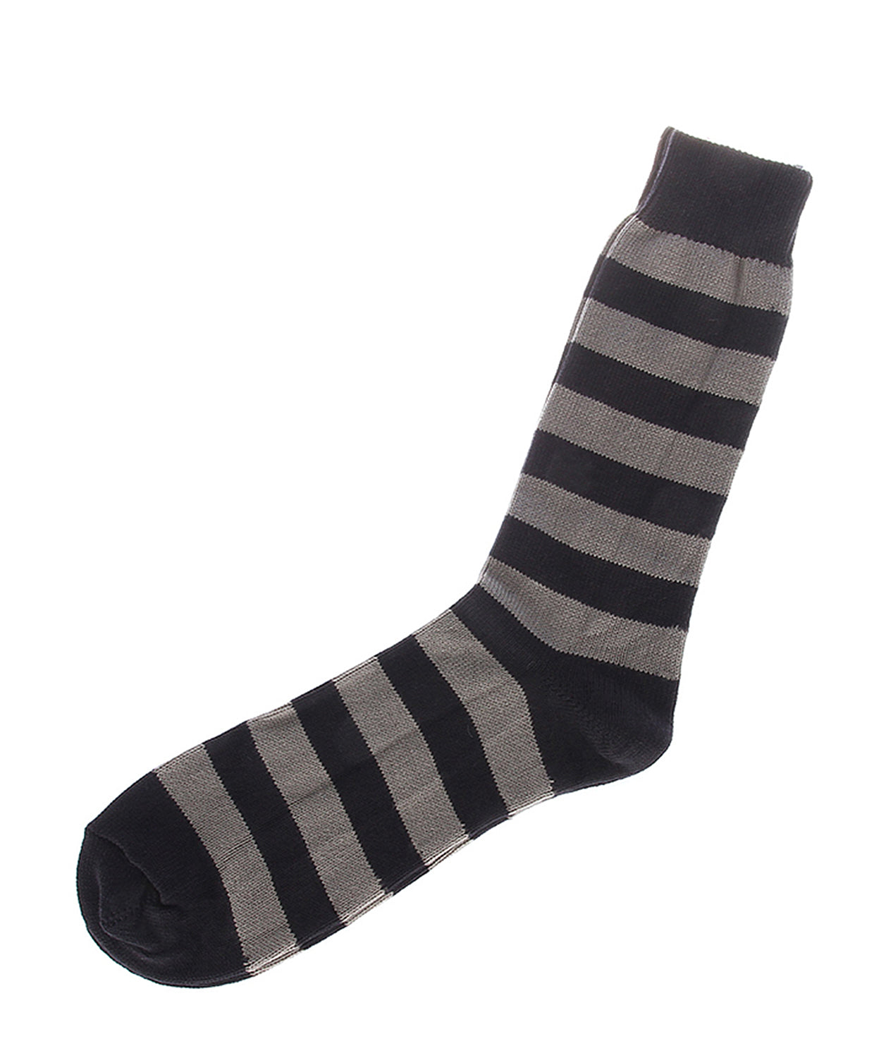 Black and Granite Striped Cotton Socks