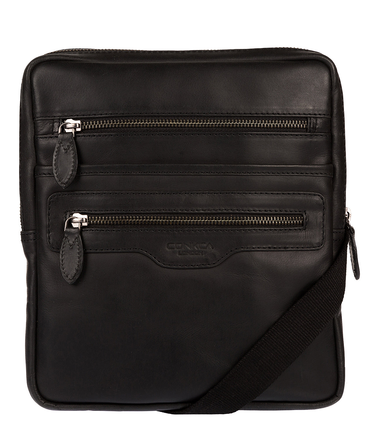 'Hoya' Black Leather Cross Body Bag