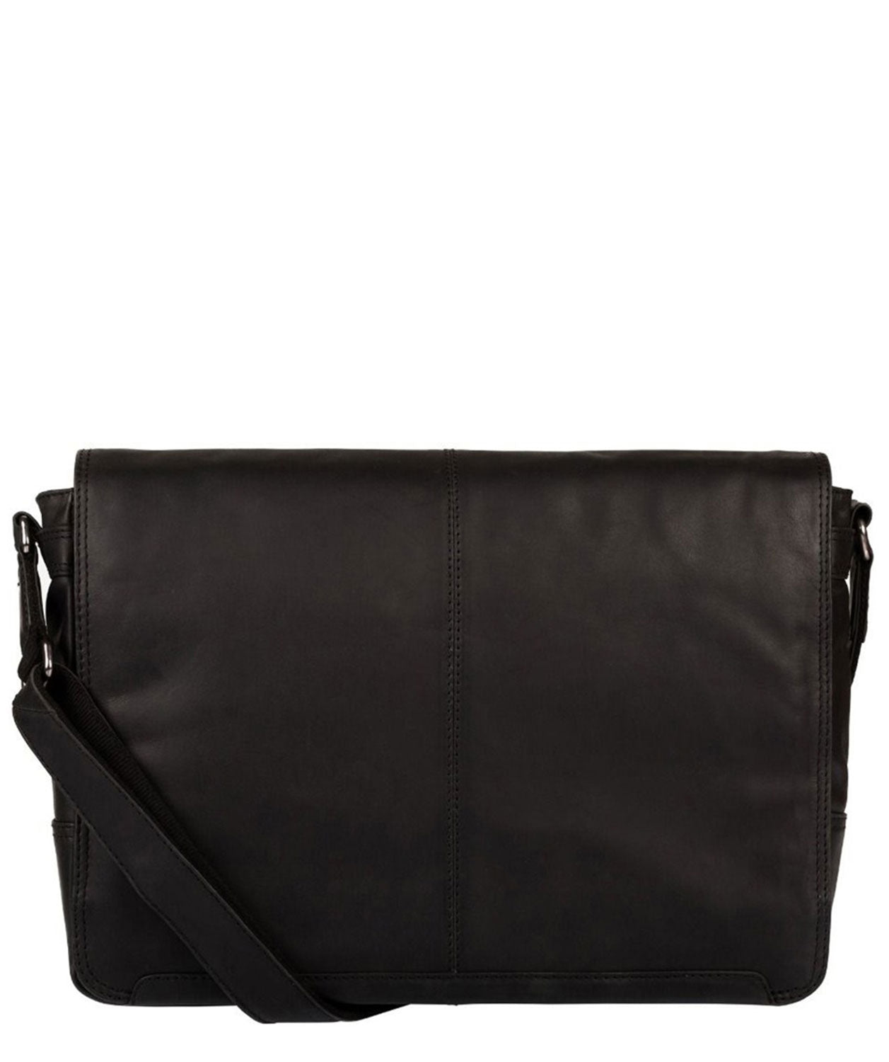 'Bermondsey' Black Leather Messenger Bag