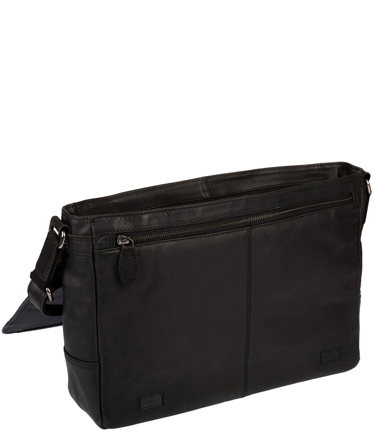 'Bermondsey' Black Leather Messenger Bag