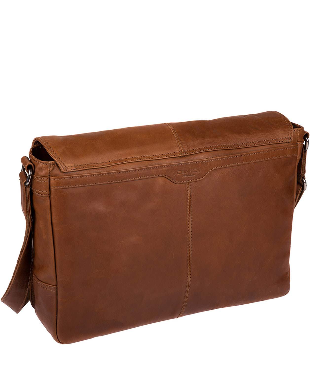 'Bermondsey' Whiskey Natural Leather Messenger Bag