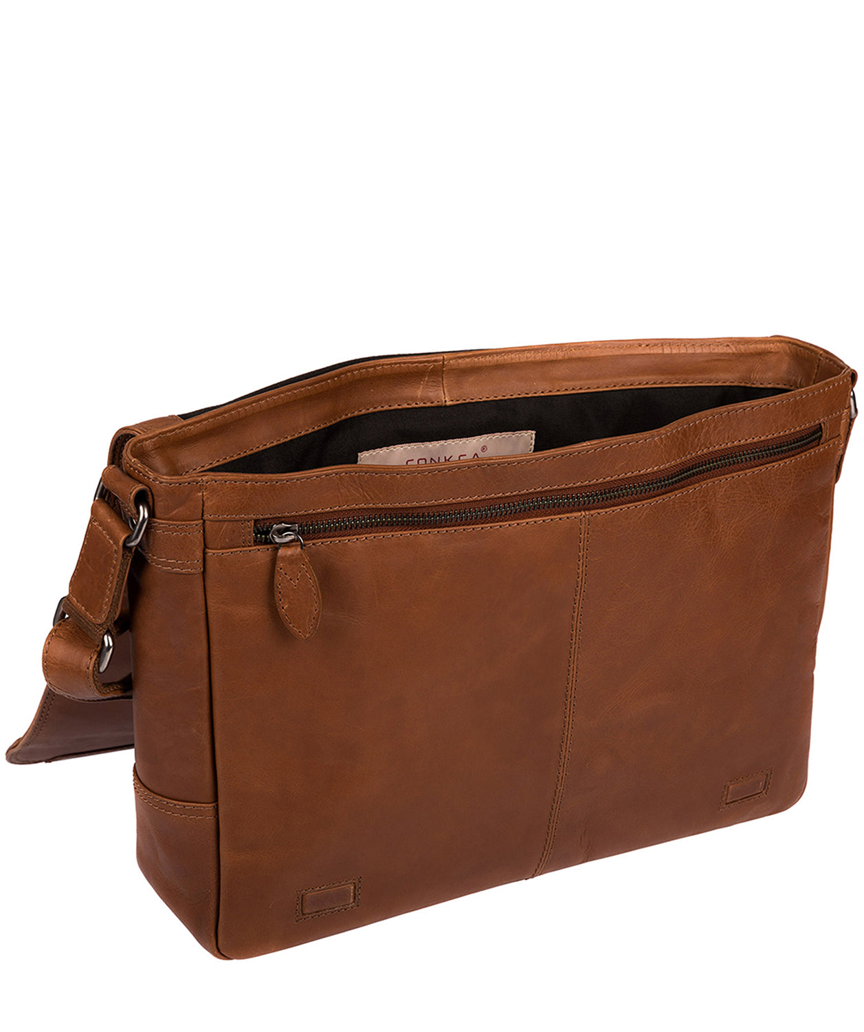 'Bermondsey' Whiskey Natural Leather Messenger Bag