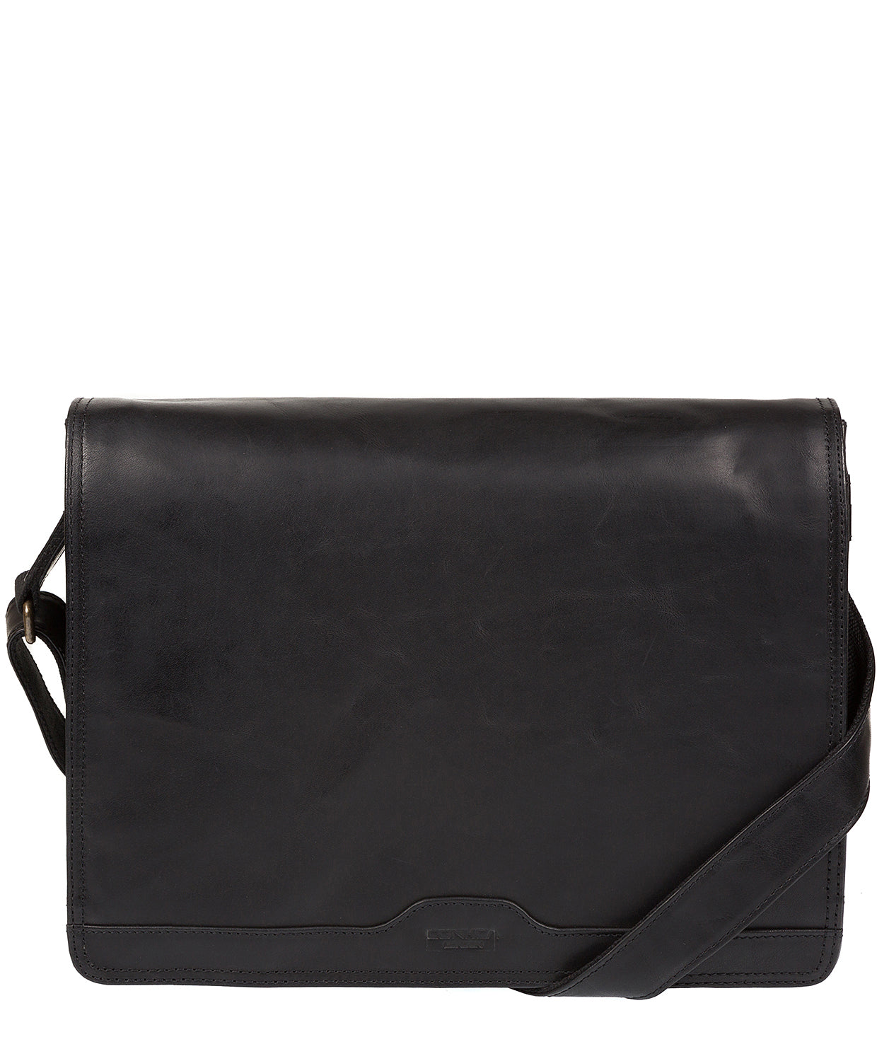 'Islington' Black Buffalo Leather Messenger Bag