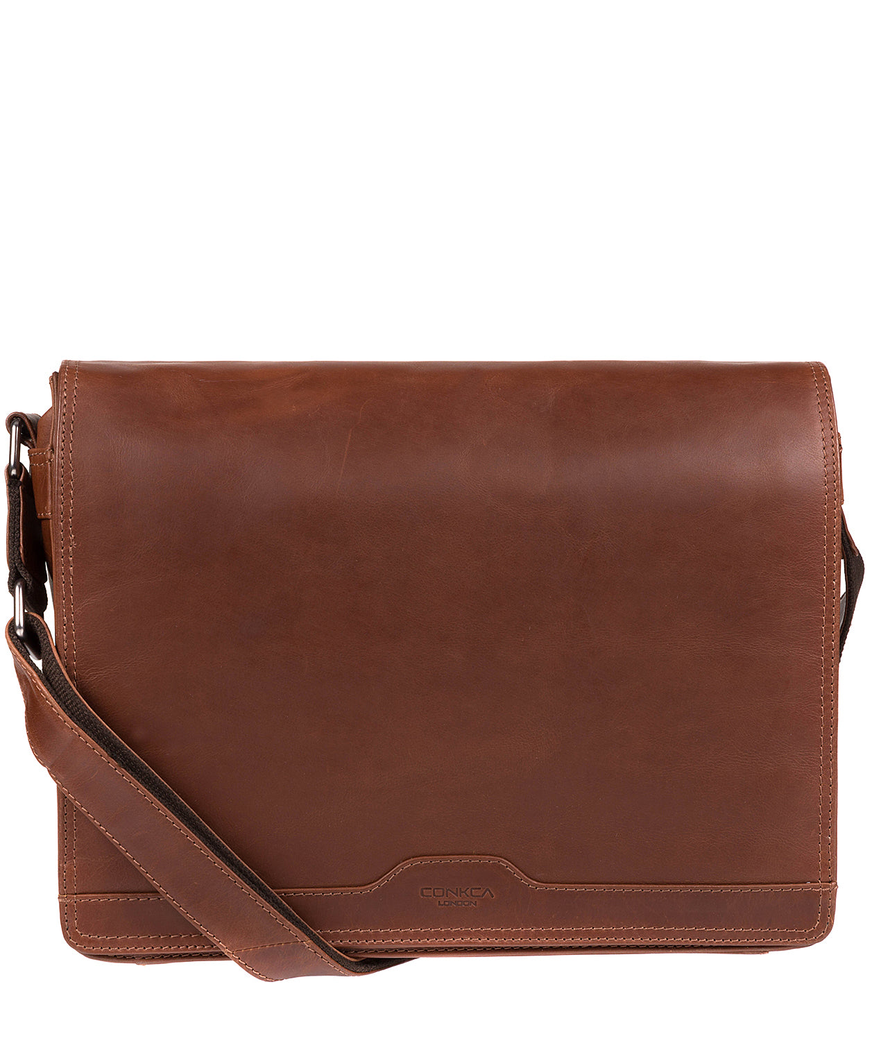 'Islington' Conker Brown Natural Cowhide Messenger Bag