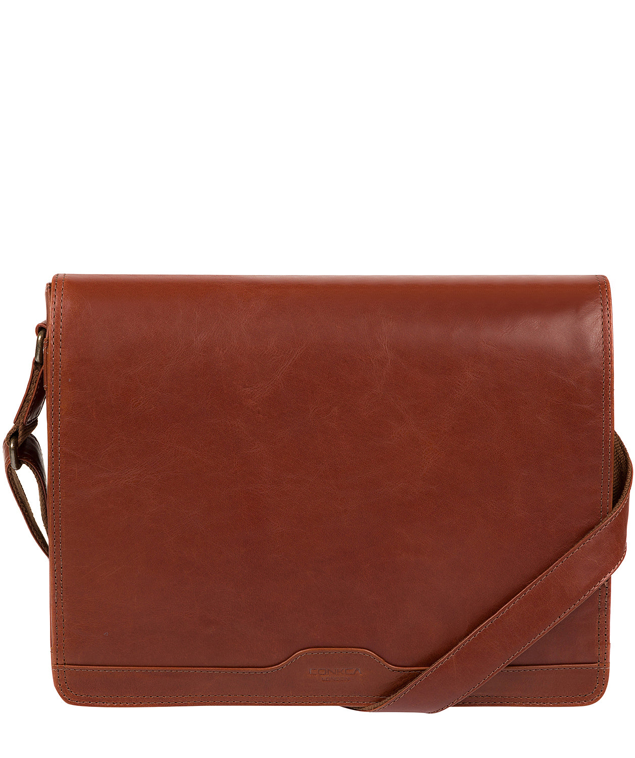 'Islington' Conker Brown Buffalo Leather Messenger Bag