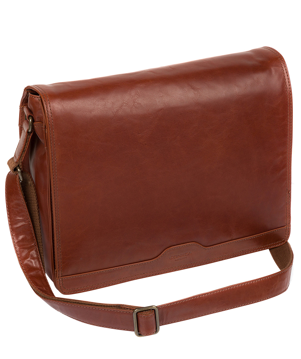 'Islington' Conker Brown Buffalo Leather Messenger Bag