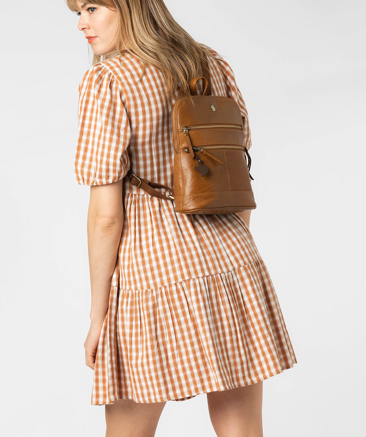 'Francisca' Dark Tan Leather Backpack