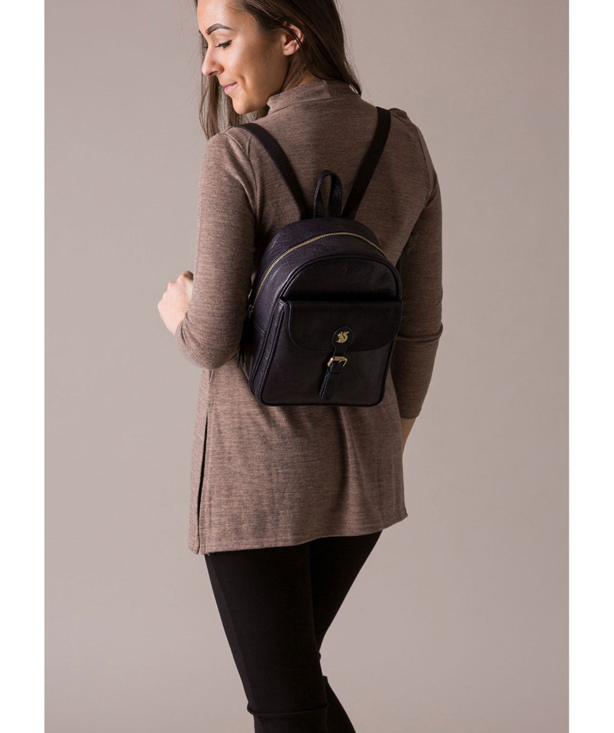 'Eloise' Navy Leather Backpack