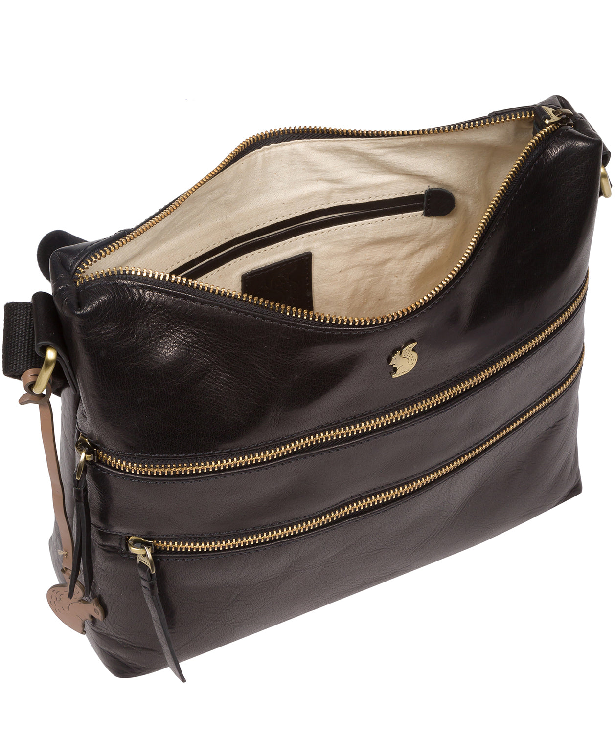 'Georgia' Black Leather Shoulder Bag