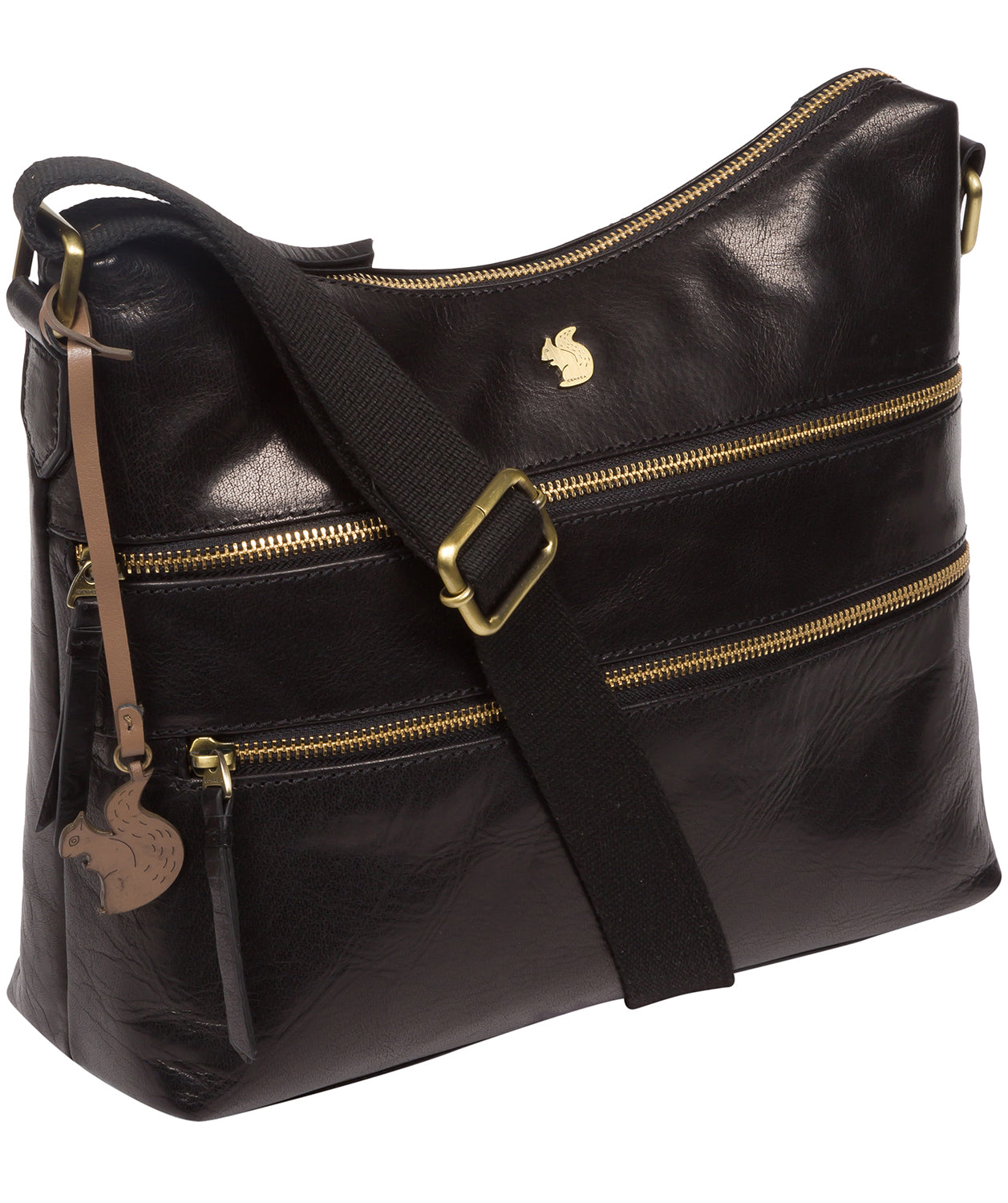 'Georgia' Black Leather Shoulder Bag