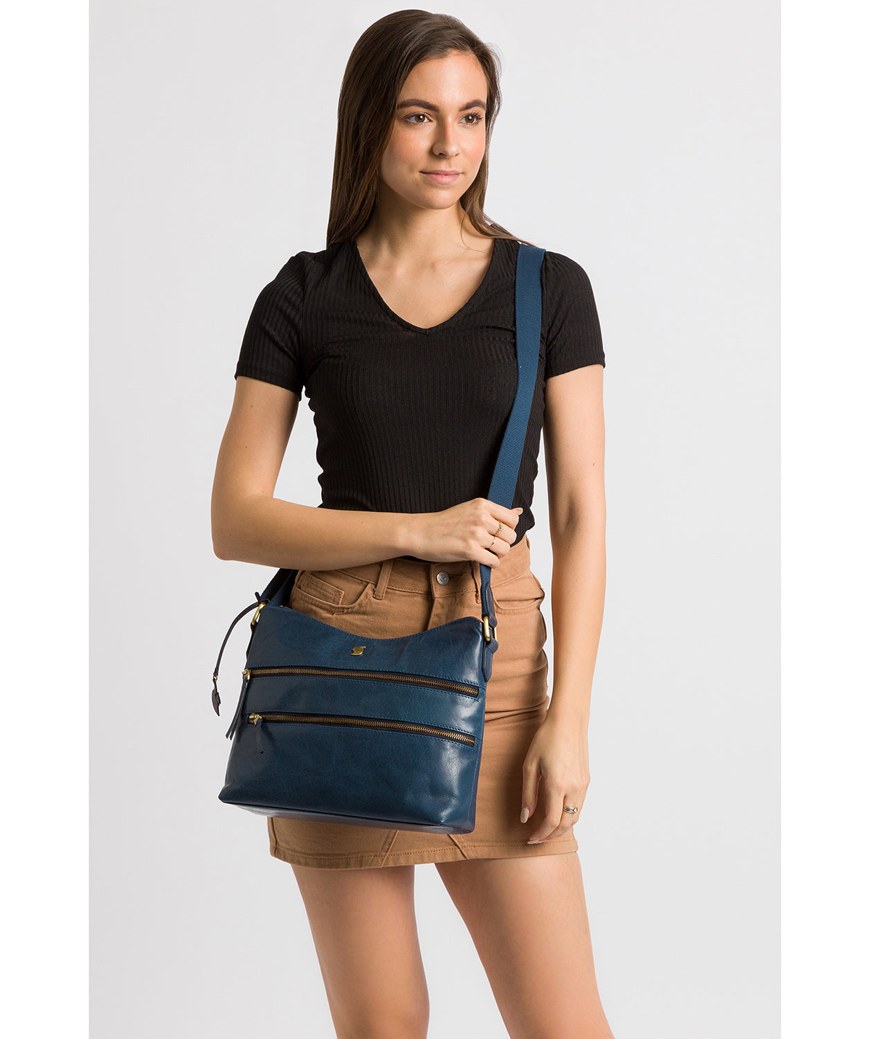 'Georgia' Snorkel Blue Leather Shoulder Bag image 2