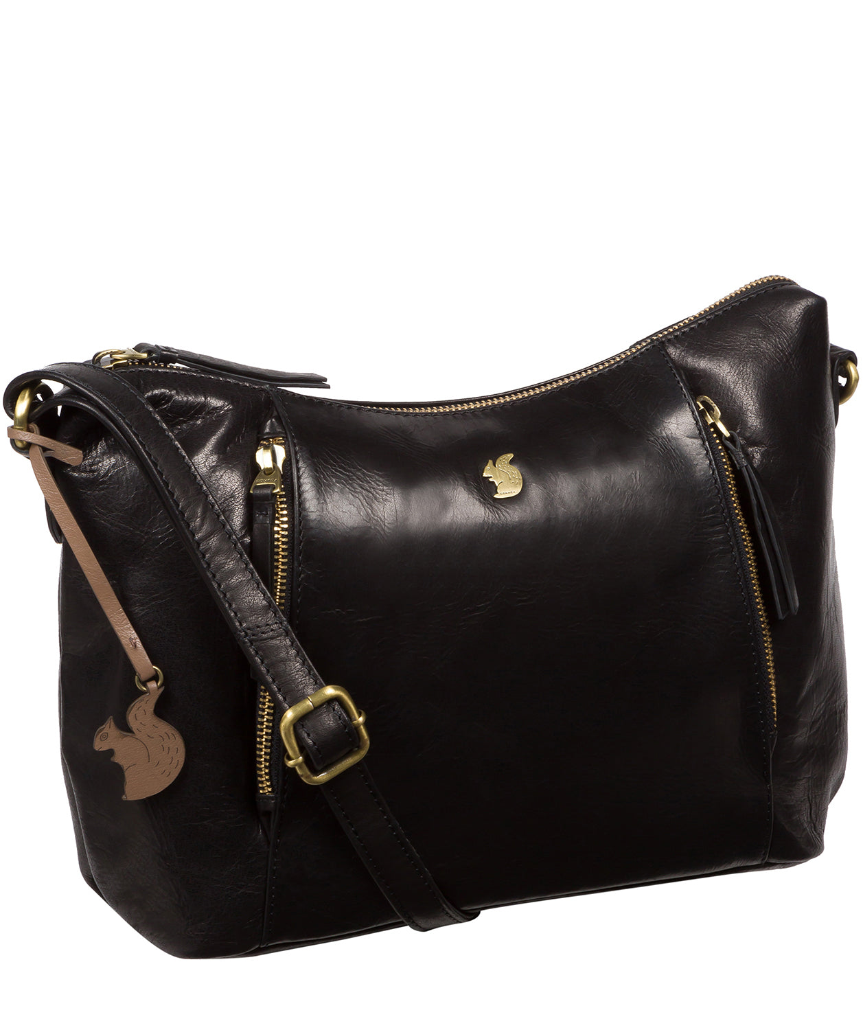 'Esta' Black Leather Cross Body Bag