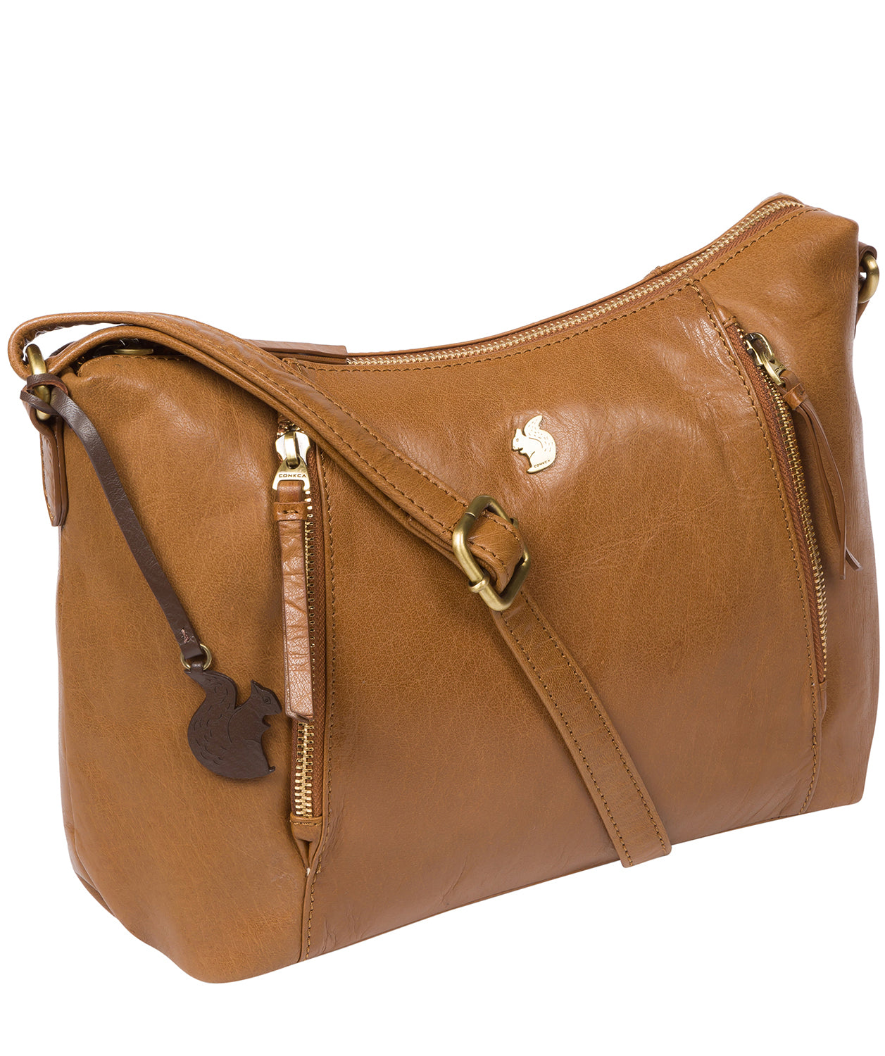 'Esta' Dark Tan Leather Cross Body Bag