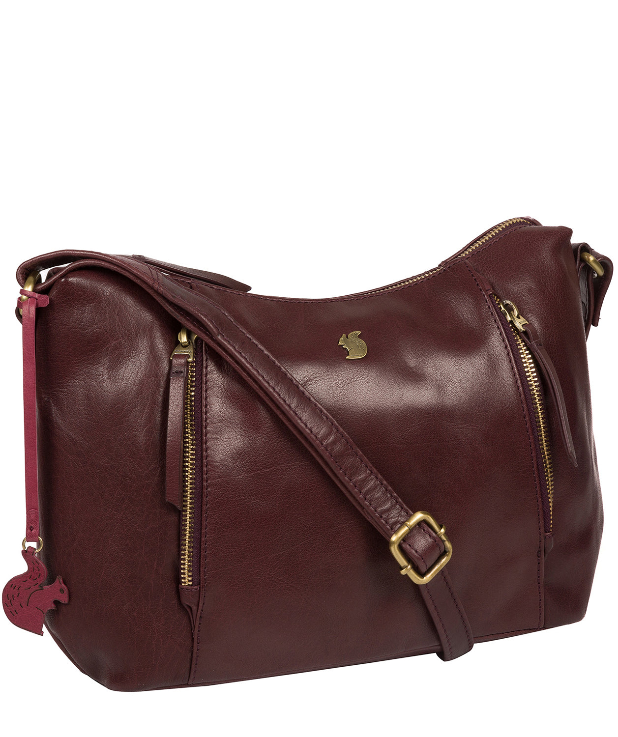 'Esta' Plum Leather Cross Body Bag Pure Luxuries London