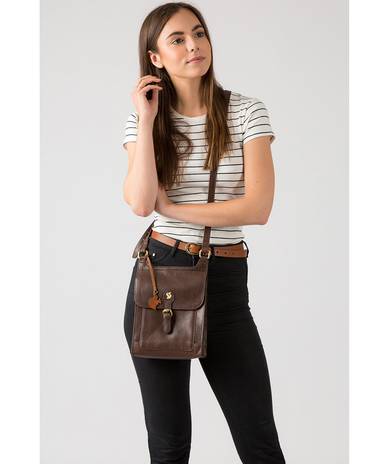 'Sasha' Dark Brown Leather Cross Body Bag