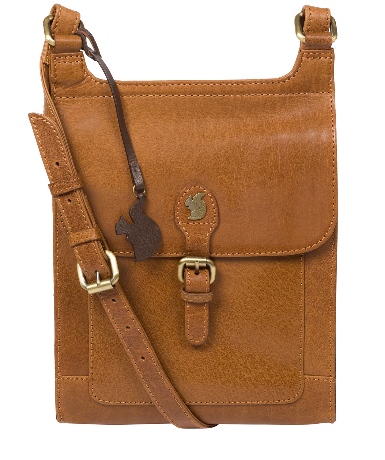 'Sasha' Dark Tan Leather Cross Body Bag