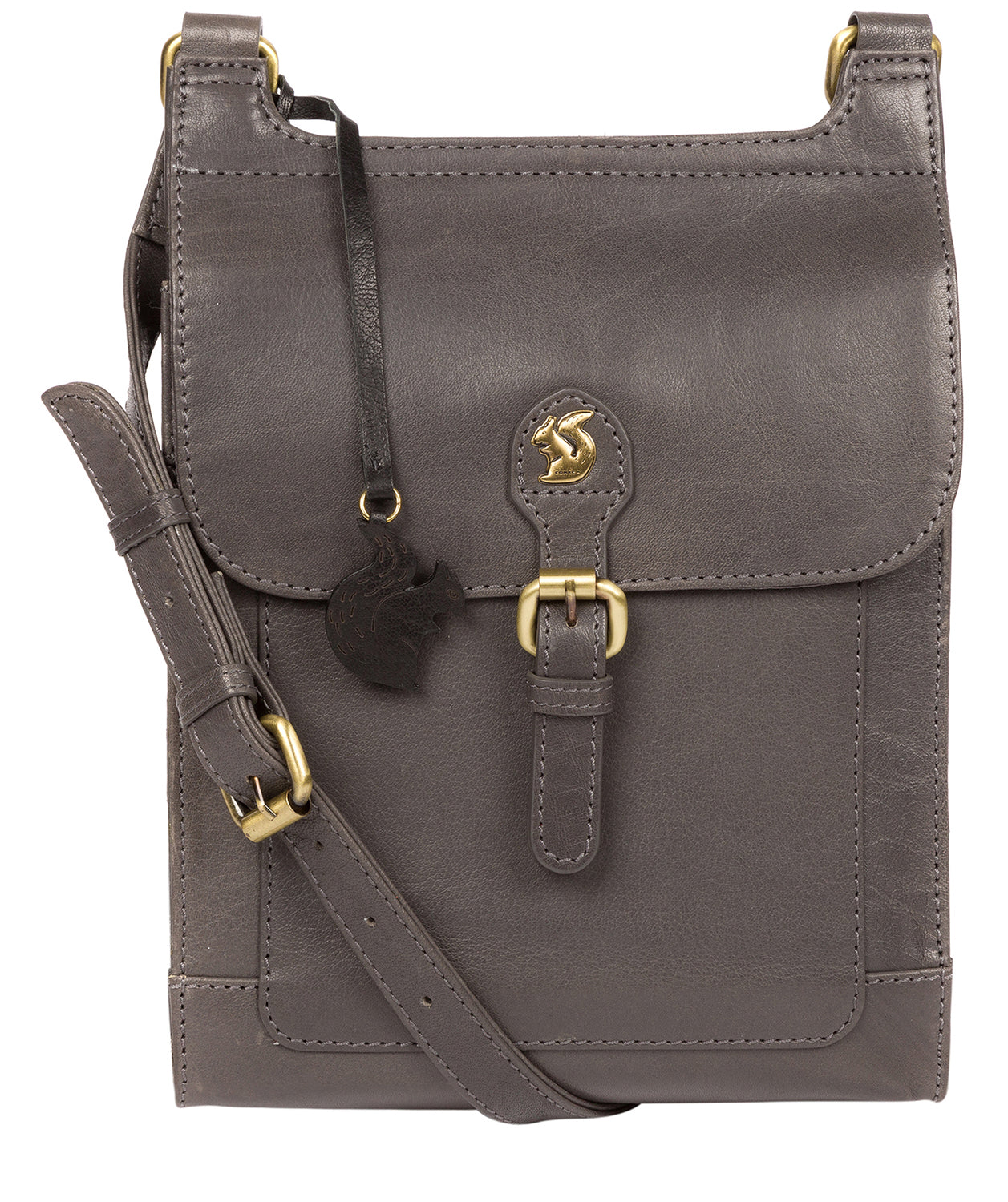 'Sasha' Slate Leather Cross Body Bag Pure Luxuries London