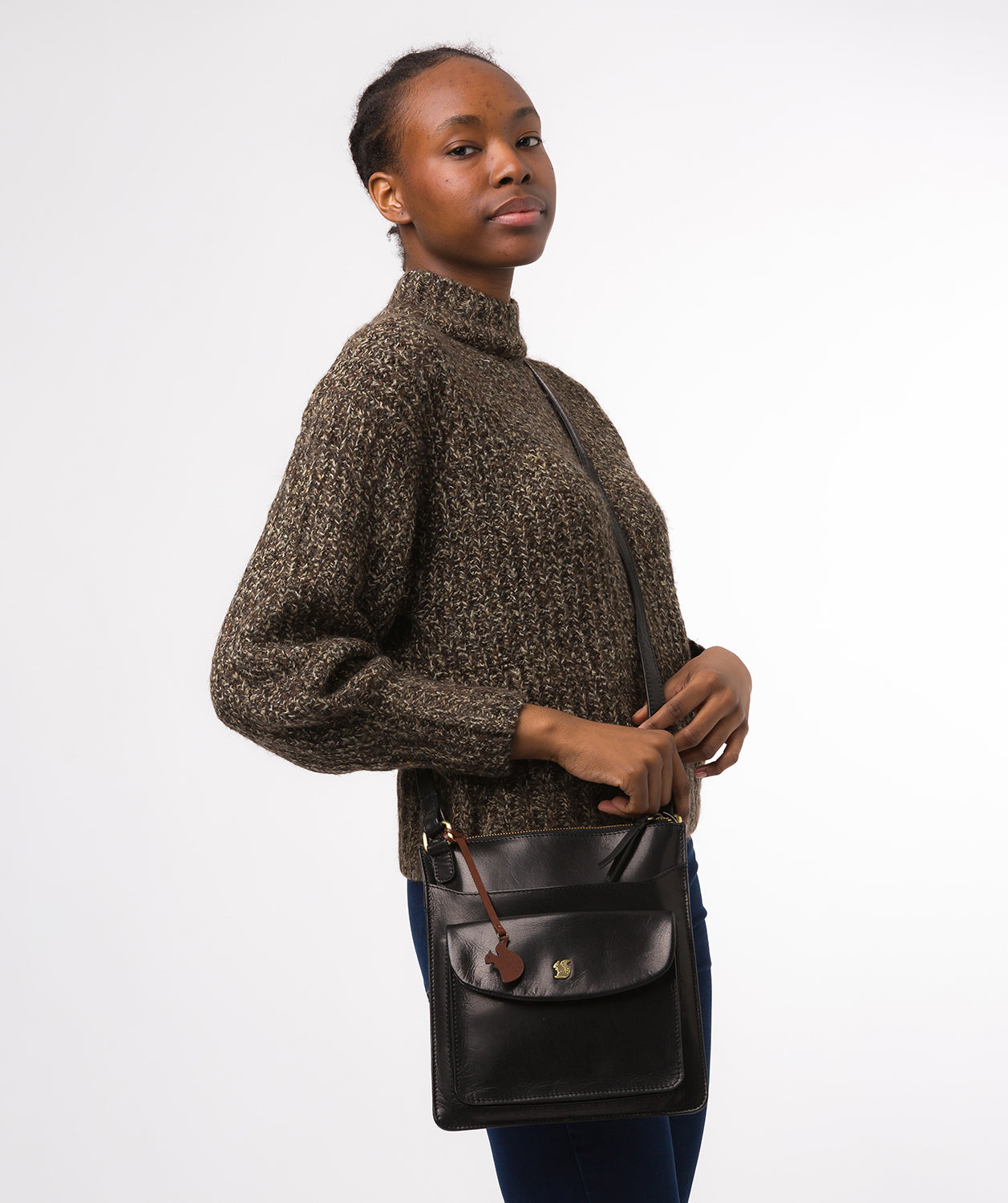 Conkca London Originals Collection #product-type#: 'Lauryn' Black Leather Cross Body Bag