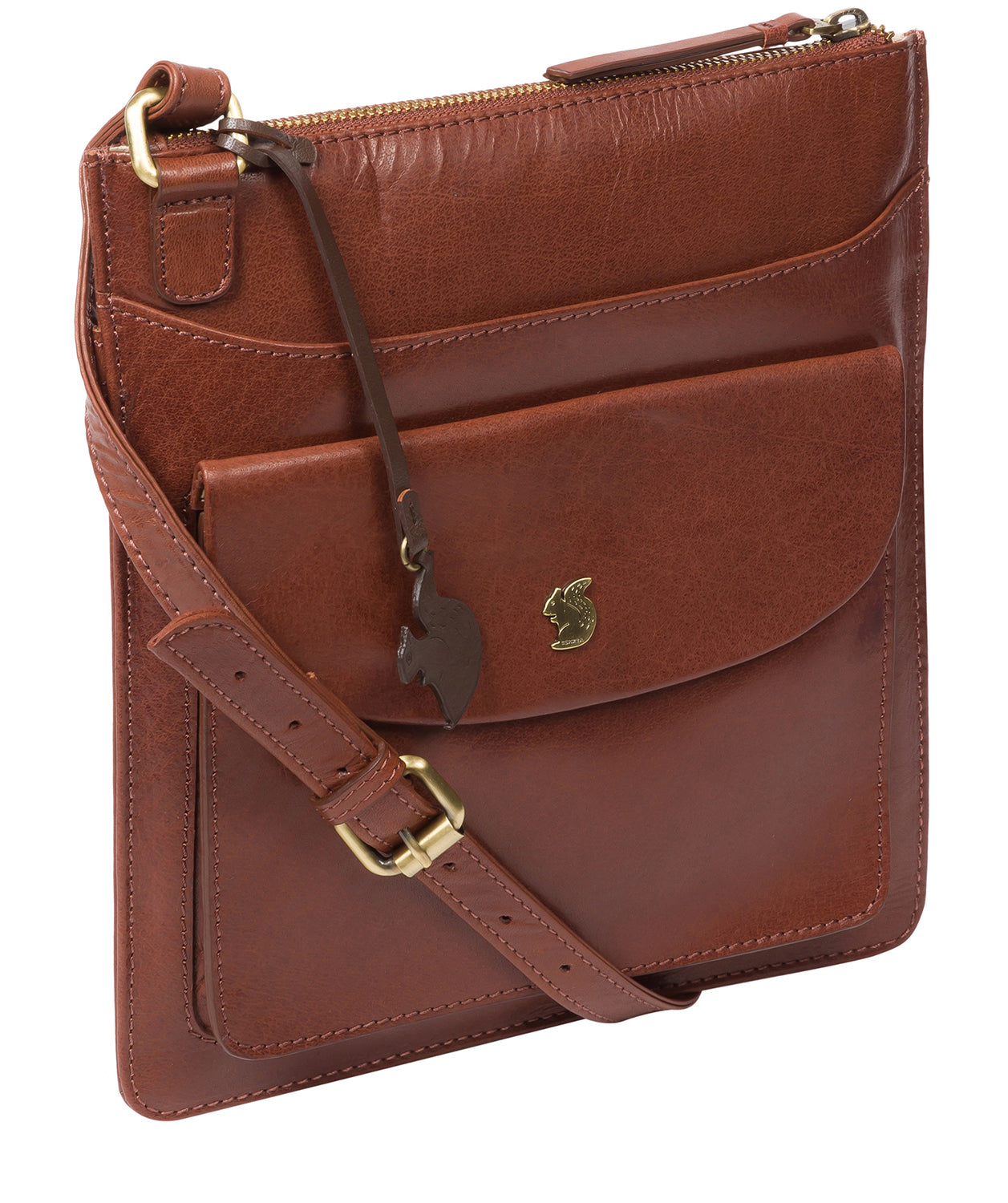 'Lauryn' Conker Brown Leather Cross Body Bag