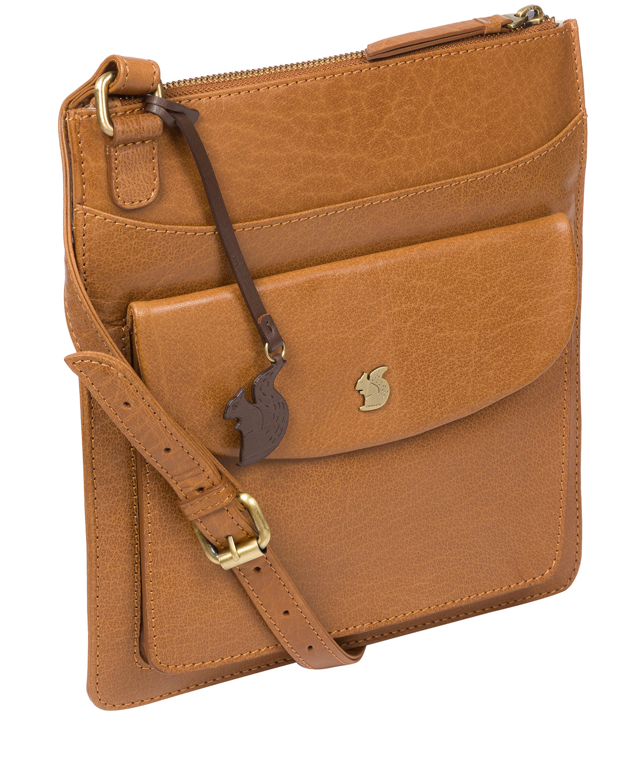 'Lauryn' Dark Tan Leather Cross Body Bag