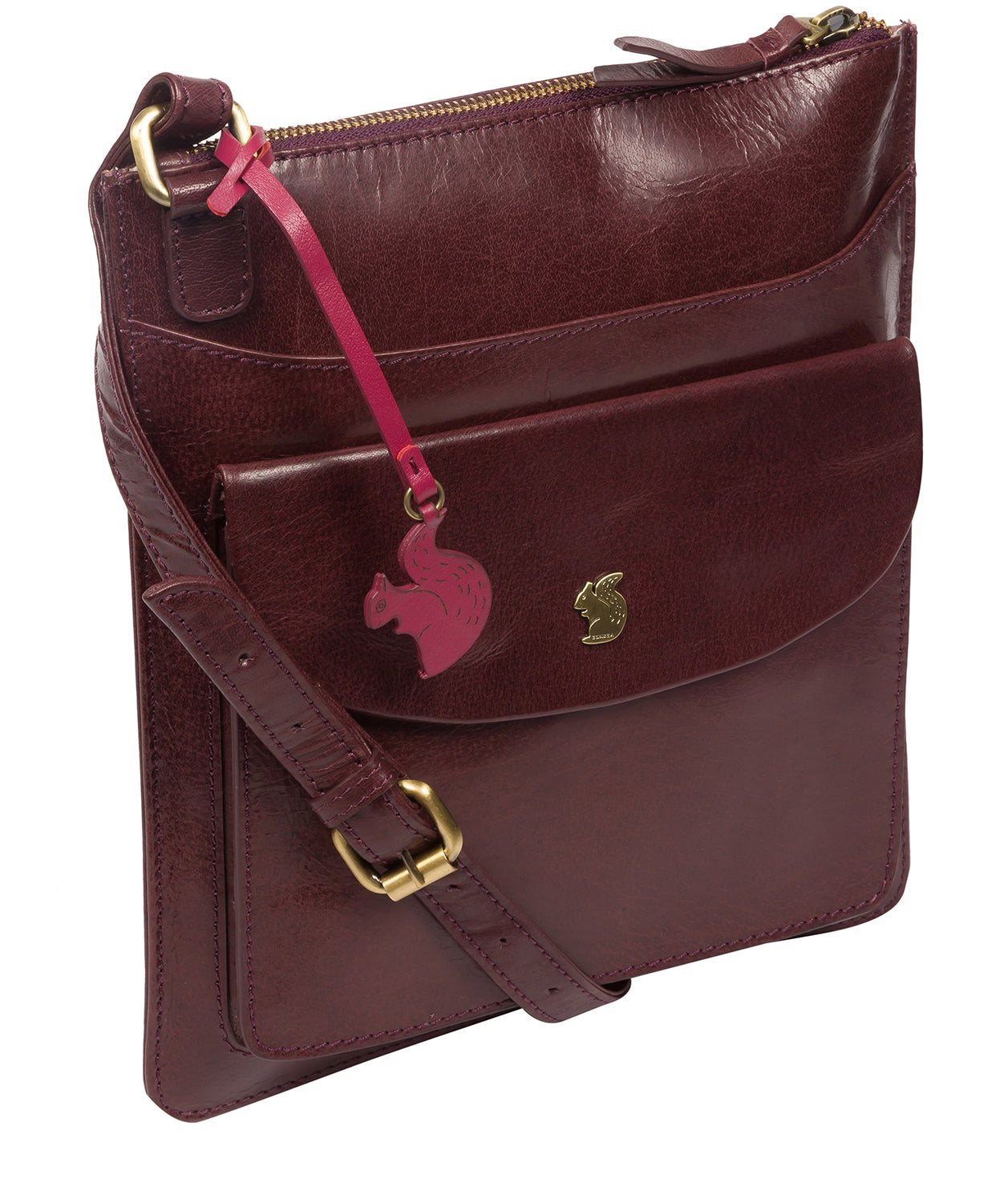 'Lauryn' Plum Leather Cross Body Bag