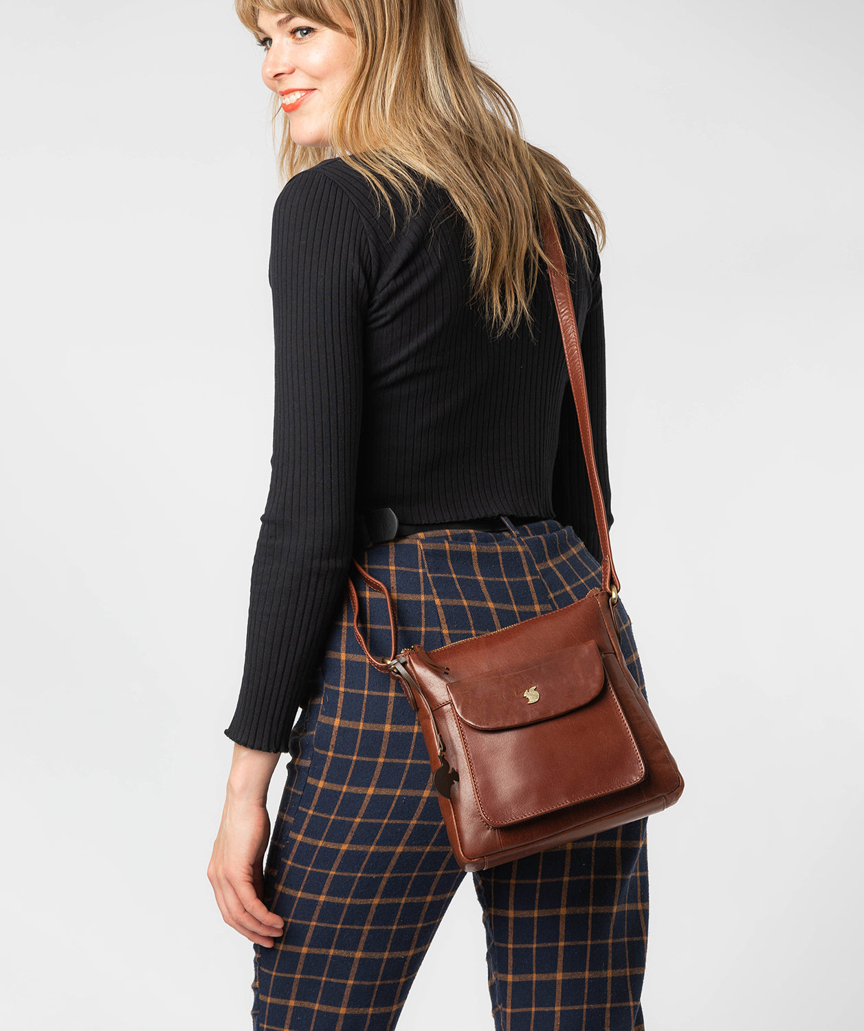 'Shona' Conker Brown Leather Cross Body Bag