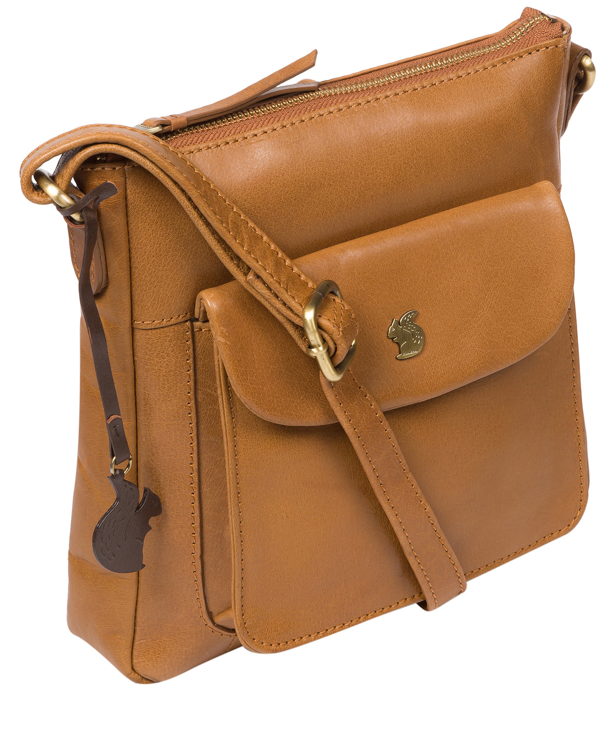 'Shona' Dark Tan Leather Cross Body Bag